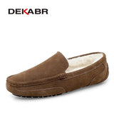 Men Loafers Shoes Warm Soft Genuine Leather Business Men Moccasins Shoes Breathable Slip on Driving Shoes Size