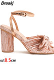 Dropship 2023 Summer Woman Sandals Super High Heel With Butterfly-knot Sweet Lady Office Woman Shoes Plus Size