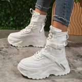 Black Chunky Platform Motorcycle Boots Women Fashion Thick Sole Vulcanize Shoes Woman Autumn Winter Ankle Botas Mujer