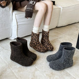 Breakj ~ Increase In Height ~ French Boken Wool Boots Women's Boots New Cotton Boots In Autumn And Winter