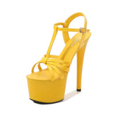 Breakj Patent Leather Sandals Special High Heels Heel Sexy 17CM Waterproof Platform Hate Day Superb High Slippers Female