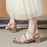 Sandals In The Summer Of 2024, The New Style Square Head Water Drill With Thick High Heels In English