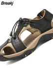 Sandals for Men Summer Outdoor Beach Shoes Casual Plus Size 10 Womens Slides Cowhide Leather Sneakers