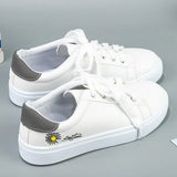 2021 Women Vulcanized Shoes Fashion PU Leather White Shoes Casual Sneakers Woman Lightweight Ladies Flat Shoes Zapatillas