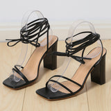 Breakj New High-Heeled Sandals Women Large Size Summer New Square Ankle Strap Thick And
