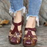 Roman Wedge Women Shoes Summer Beach Breathable Soft Buttom Women Sandals Buckle Retro Sandal Ladies Wear-Resistant 43