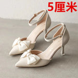 Breakj Women's 2025 Autumn New Bow Buckle With The Fine Heel Casual Net Red Women's Singles