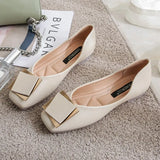 Womens Shoes 2022 New Ballet Flats Women Square Toe Buckle Elegant PU Leather Solid Flats Shoes 43 Ladies Boat