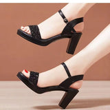 Breakj Temperament High-Heeled Sandals Women 2025 Summer New Fashion Buckle With Roman Sandals Fish Mouth Open Toe Show Women's