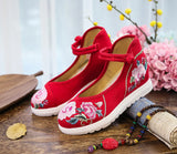 Breakj White Sole Embroidered Cloth Shoes High Heel Slope Canvas Embroidered Women's Singles Shoes Lace Retro National Style Cloth
