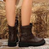 2025 Autumn And Winter New Large-Size Martin Boots Coarse And Fashion Martin Boots Thick Bottom Boots Round Head