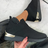 Sneakers Autumn 2021 Sock Shoes Slip On Knitted Breathable Ladies Running Shoes Casual Female Flats Vulcanized Plus