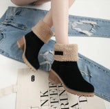 Breakj Autumn And Winter Large Size Wool Women's Boots Thick Heels High Heels Two Warm Women's Boots Boots Cotton Shoes Snow