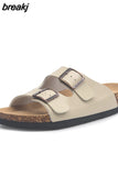 2023 New Summer Beach Cork Slippers Casual Double Buckle Non-slip Clogs Slides Women Slip on Flip Flop