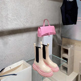 Women's Platform Boots 2022 Thick Bottom Color Avocado Green Martin Boots Casual Female Mid Chesil Boots Women Pink