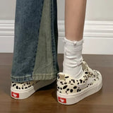 Breakj Spring Board Shoes Women's Shoes Pure White Leopard Grain Small White Shoes Platform Heighten Comfortable Not Stuffy Foot Student Commuting