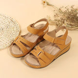 Breakj Summer Women's Slope And Thick-Soled Casual Sandals Pure Color Magic Stick With