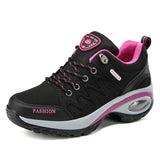 Womens Air Cushion Athletic Walking Sneakers Breathable Gym Jogging Tennis Shoes Fashion Sport Lace Up Platform Tenes