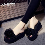 High Heel Women's Summer Flip-flops Female Flowers Fashion Sandals and Slippers Thick Bottom Non-slip Beach Shoes