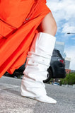 Breakj New Pointed Wrinkled Boots High Heel Long Women's Fashion And Knee Pile