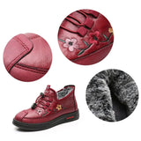 Leather Fur Moccasins Women Sport Sneaker for Elderly Female Soft Warm Comfortable Loafers Size 41 Zapatos Mujer