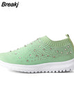 Women Sneakers Mesh Breathable Rhinestone Casual Platform Shoes For Ladies Slip On Comfortable Outdoor Female