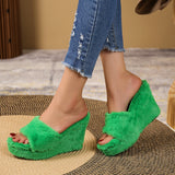 Breakj 2025 New Hairy Slippers Loose Pastry Slope And Slippers Fashion Outdoor Women's