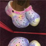 New Woman leopard Shoes Hole Slippers High Heel Sandals Fashion Outdoor Beach Shoes Zapatos Mujer womens platform