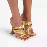 Breakj New Large Size 43 Square Head High-Heeled Sandals Women's Fine Back Empty Sandals Heel