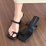 Breakj Summer New Fashion Korean Version Bow Set Toe High Heel Slipper Thin Sandals Women's