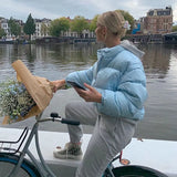 2022 Fall Winter Fashion High Collar Black Blue Coat Casual Parkas Long Sleeve Warm Women's Spring Winter