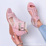 Breakj Spring And Summer New Shoes Large-Size Women's Shoes Coarse Heel Heel Shoes Hollow Fish Mouth Sandals