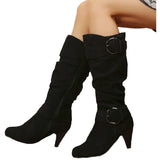 Breakj Autumn And Winter Boots New But Knee Velvet High With Belt Buckle Round Head And Long Boots