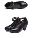 New 2022 Fashion Women Pumps With High Heels For Ladies Work Shoes Dancing Platform Pumps Women Genuine Leather Shoes Mary
