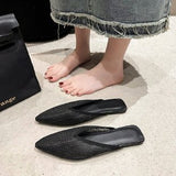 Breakj Cool Slippers 2023 Summer New Net Bread Head Half-Dragging Flat-Bottom Slippers Women's