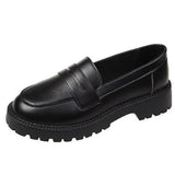 Patent Leather Pump Ladies Office Square Heels Female Slip On Loafers Women's Round Toe Platform Shoes Woman Footwear