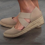 Sandals for Women Summer 2022 Casual Wedge Ladies Shoes New Pointed Toe Closed Toe Hemp Heel Slip On Beach Footwear
