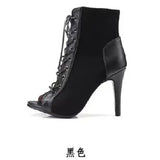 Women's Summer Boots Gladiator Sandals Sexy Black Shoes New High Heels Footwear Lace-up Pole Dance Elegant Fashion Free