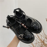 Lolita Shoes Mary Jane Pu Leather Jk Love Girl Student Kawaii Sweet Round Head Waterproof Black Shoes Anime