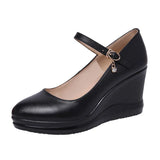 Shoe Women's Slope Heel 2023 Spring New Style Waterproof Platform Pointed Work Shoes High Heel Slope Heel Cheongsam Catwalk