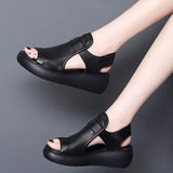 Thick-soled Fish Mouth Sandals Ladies 2022 New Black Openwork Casual Korean Breathable Joker Open Toe Sandals Womens
