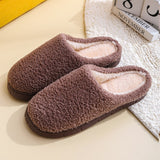 Indoor Fur Slippers for Home Floor Shoes Warm Plush Slippers Solid Color Autumn Women Slippers Shoes Soft