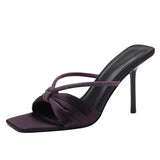 Breakj Satin Water Drill With Sandals Woman 2025 Summer New Bow Toe Wearing High-Heeled Cold