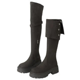 Suede Girls In Maillard Knee-Length Boots, A Small One With Thick Soles, A Large Tube Circumference, Thick Legs And Fat Mm Long