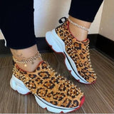 Flat Sneakers Women Vulcanize Shoes Leopard Wedges Shoes for Woman Sneakers Female Slip-On Casual Sports Shoes Plus