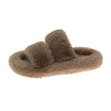 Winter Keep Warm Women Fur Furry Slippers for Home Fluffy Soft Indoor Slides Thick Flats Heel Non Slip Indoor House