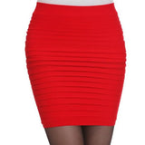 Summer Skirts Sexy Short Ladies Skirt High Waist A-Line Skirts High Elastic Black Red Pleated Skirt Candy