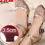 Latin Dance Shoes Female Mesh Breathable Adult Mid-heel Square Dance Dancing Shoes Soft Bottom Low-heel Summer Sandals