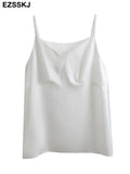 Acetate sling vest summer satin O-neck straps women bottoming camisole shirt loose outer wear out shirt