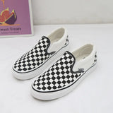 Chessboard Canvas Shoes for Women Casual Sneakers Ladies Walking Shoes Slip on Loafers Sport Shoes Baskets Femme